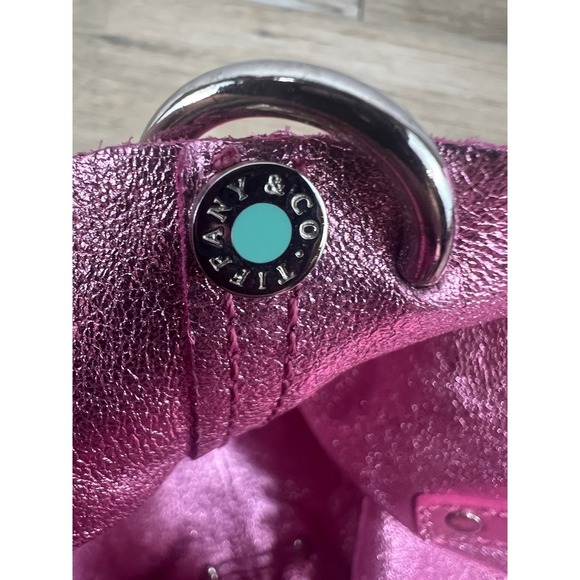 Tiffany & Co. Suede Leather Bucket Bag Pink‎ Metallic Trim Designer Tote - Picture 3 of 15